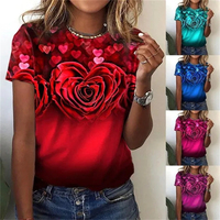 Summer Women's T-shirt Fashion Short Sleeve Tops 3D Floral Printed O-neck Casual T Shirt For Women's Y2k Clothes Loose Tees Tops