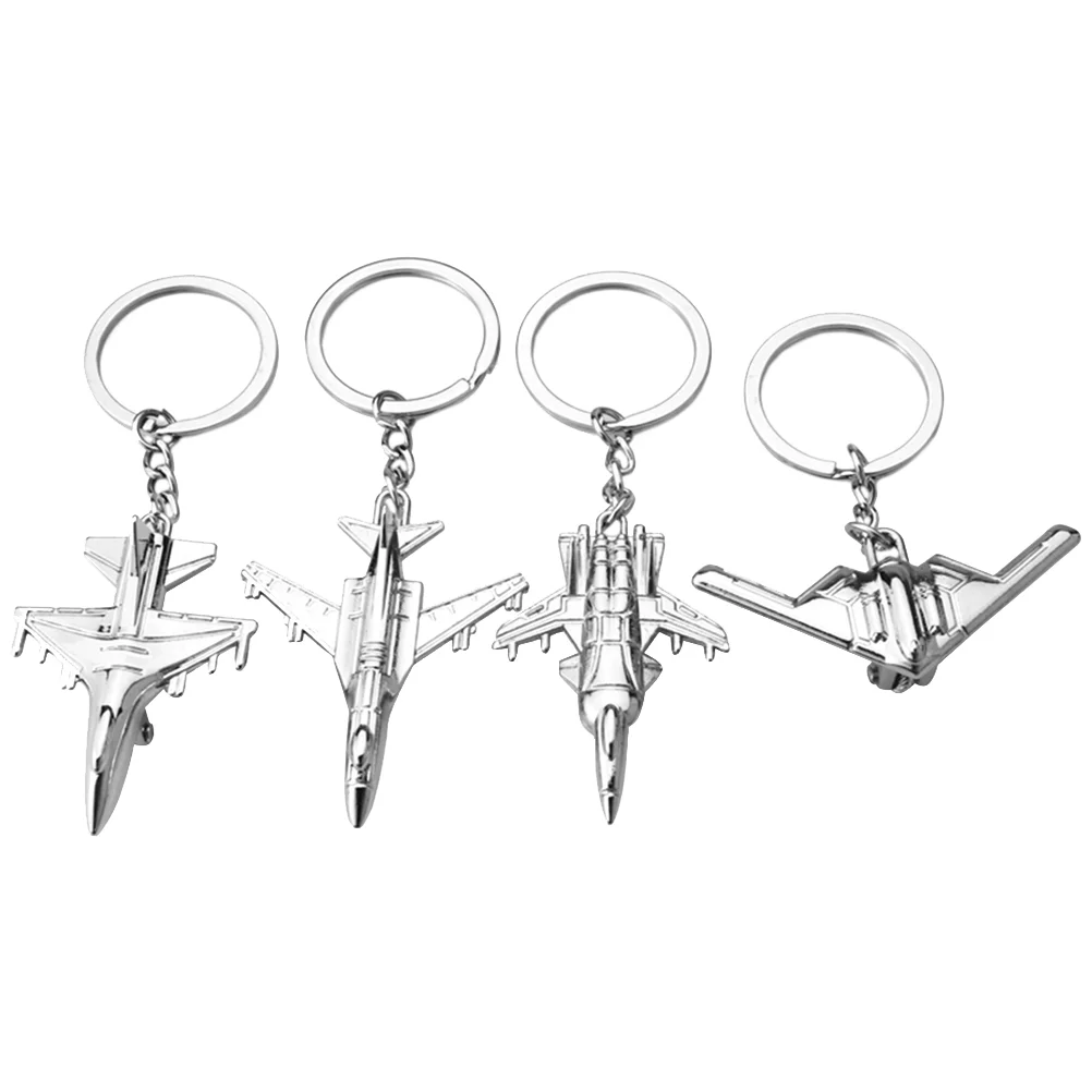 4 Pcs Airplane Keychain Practical Rings Gift Basket Fillers Alloy House Decoration