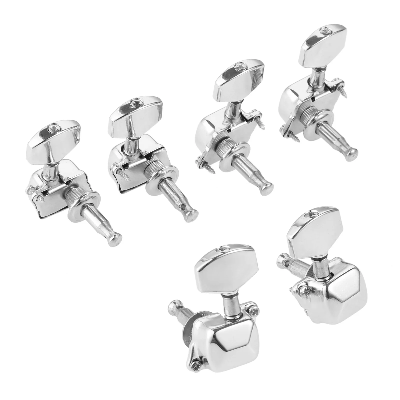 

1 Set Guitar Tuners Tuning Pegs Machine Heads Set Silver Metal Semi-Closed Guitar String Button Tuner Guitar Accessories