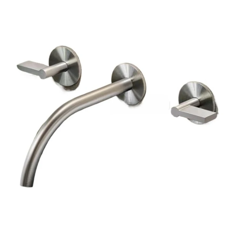 

Brushed, wall basin faucet, hot and cold, double handle, concealed basin faucet