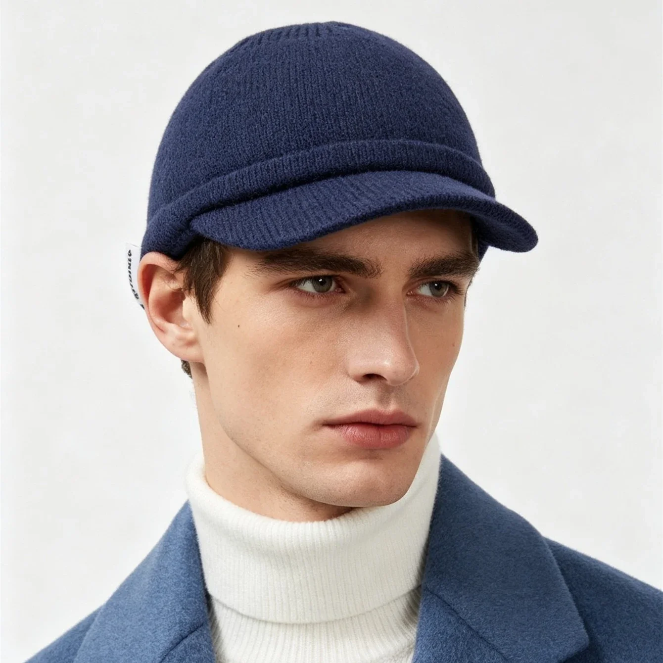 New Men Peaked Knit Winter Hat, Warm Soft Brimmed Beanie Cap For Fall Winter Casual Outdoor