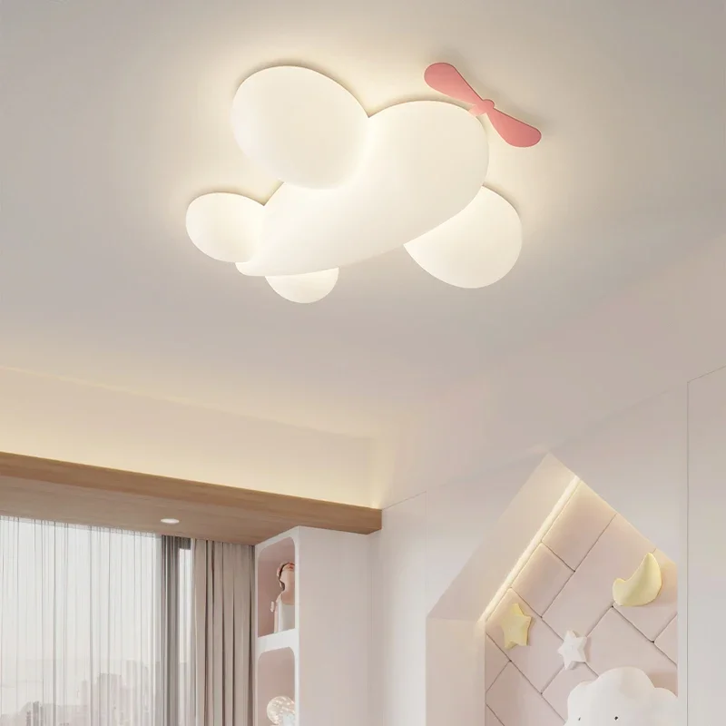 Modern Creamy Eye Protection Airplane Shape Full Spectrum LED Home Ceiling Lights Lustre Lamps for Bedroom Decoration Chandelier