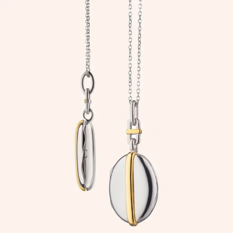 شخصية مخصصة صور المنجد 2-Tone البيضاوي التذكاري تذكار قلادة الفولاذ المقاوم للصدأ قلادة للنساء هدية مجوهرات عيد الميلاد