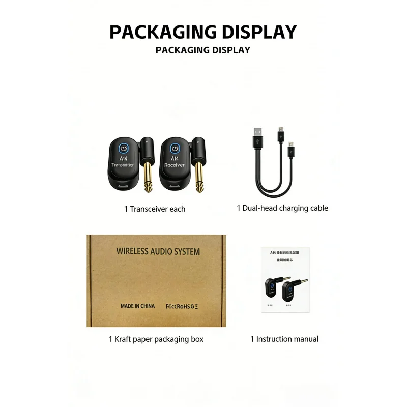 

New A14 Wireless Guitar System, 2.4GHz Transmitter Receiver Guitar & Wind Instrument