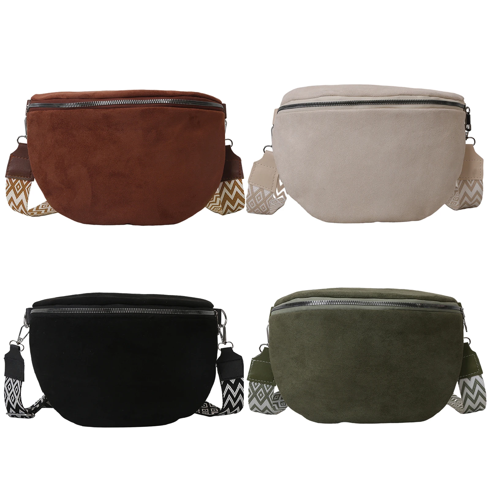 

Women Casual Sling Bag Solid Color Chest Bag Half Moon Crossbody Bag Adjustable Wide Strap Fashion Waist Bag for Travel Shopping