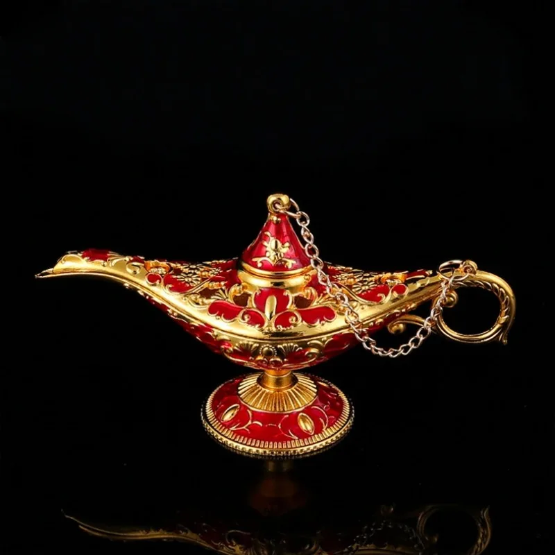 Vintage Aladdin Lamp Sculpture Boho Wishing Lantern Statue Nordic Metal Teapot Figurine Wedding Aesthetic Crafts Home Decoration