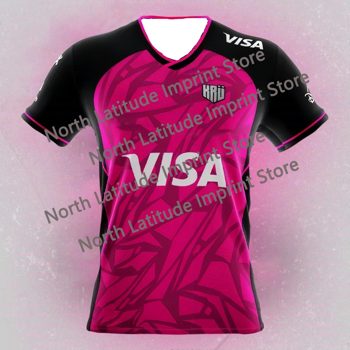 

Футболка KRU ESports Club 24/25 для команды CSGO Valorant League, униформа игрока, одежда для мужчин и женщин, дышащая, для геймеров, розовая