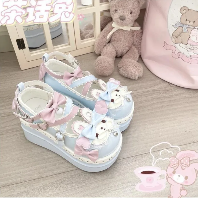 

Sweet Cute Lace Bow Lolita Shoes for Women Designer Wedding Mary Jane Woman's Shoes Elegant Comfortable Women's Pumps and Heels