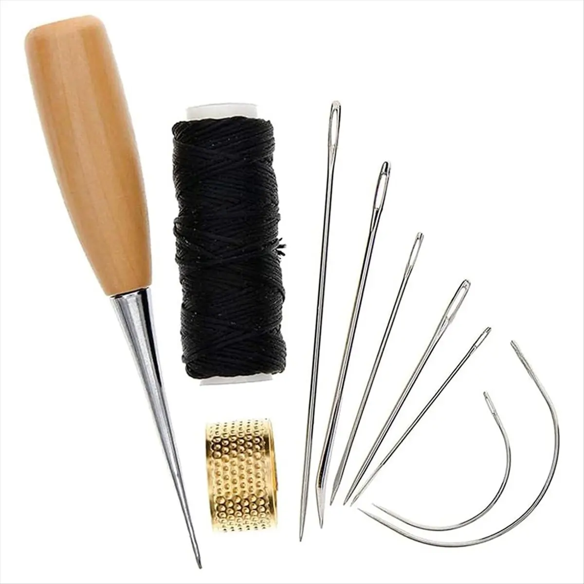 AT33 1Set Sewing Needle Awl Leather Craft Sewing Accessories Stitching Awl Sewing Leathercraft Shoe Repair Tools Craft Sewing