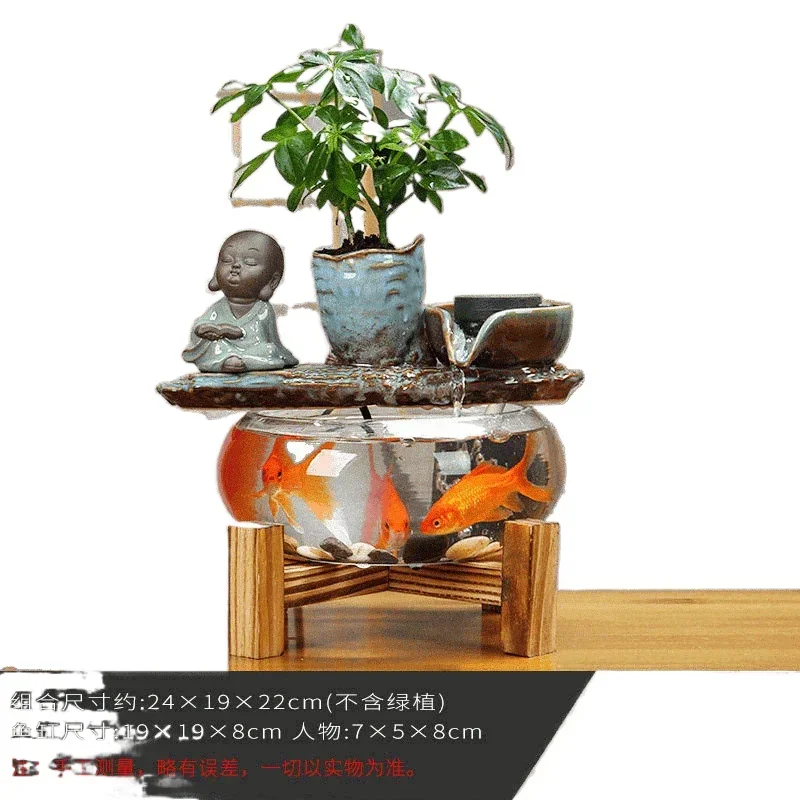 

Creative living room desktop fish tank flowing water ornament, modern circulating fish pond coffee table