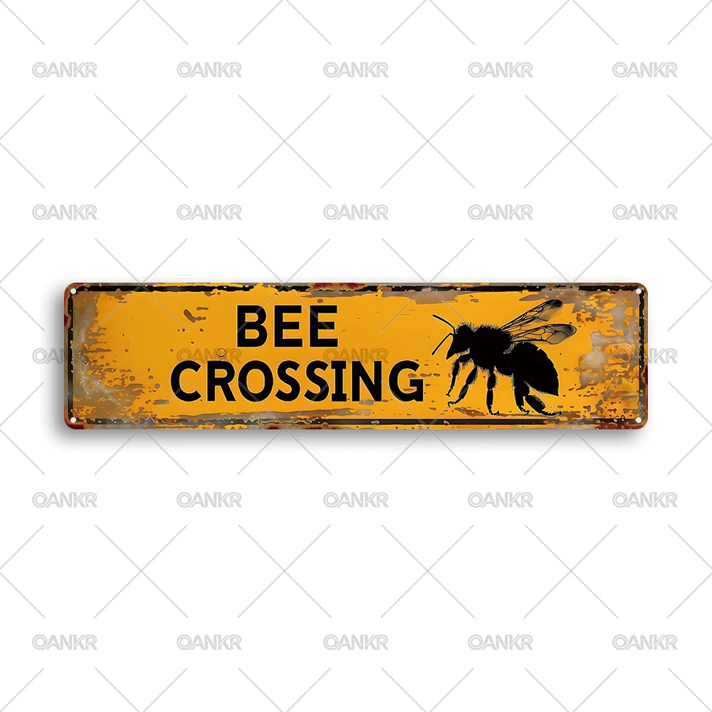 Rustic Apiary Signs, Honey Bee Trail Metal Sign, Retro Metal Tin Sign Backyard Farm Wall Art Decoration, Outdoor Bee Lover Gift