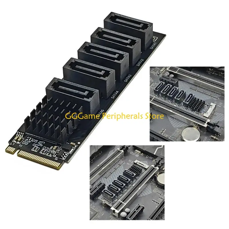 U55B Key-M Storage Growth Card PCIE to Sata3.0 for PC Media Library and File Planning