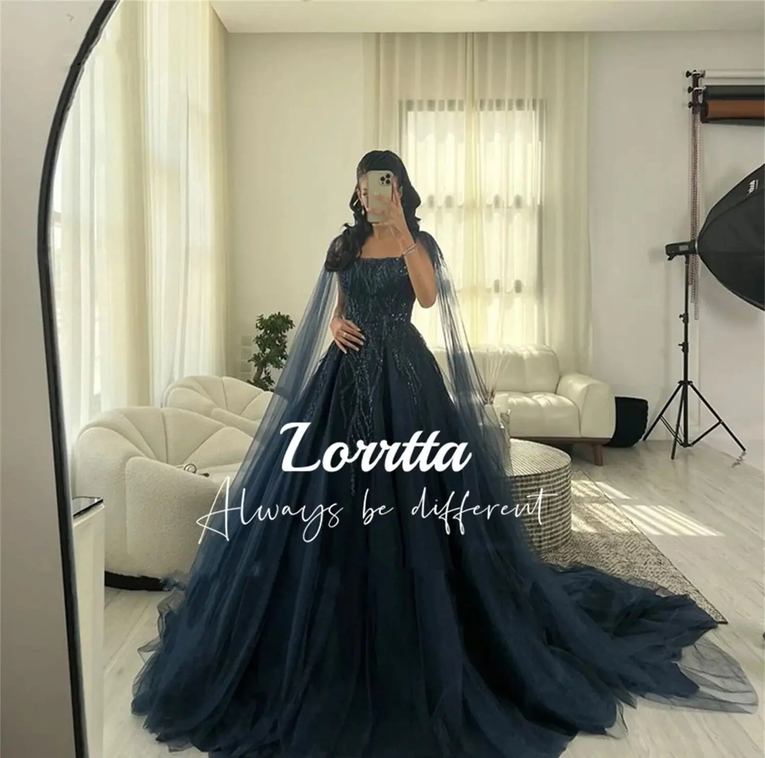 Loretta Tulle ดูไบคําผู้หญิงชุดราตรี Glitter ลูกไม้ Tulle PROM Gowns Sparkly พรรคอย่างเป็นทางการชุดที่กําหนดเอง