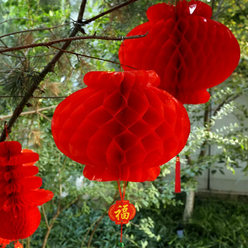 

10Pcs Chinese Traditional Paper Honeycomb Lantern Reusable Spring Festival Hanging Garland Party Favors Atmosphere Layout