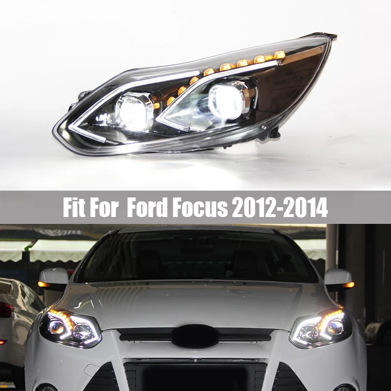 

Headlight Assembly Suitable for Ford Focus 2012 2013 2014 Headlight Lens Modified Streamer LED Daytime Running Lights