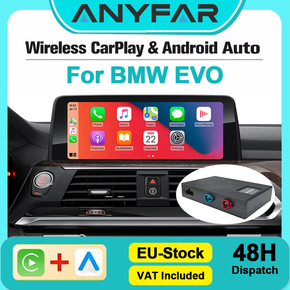 ANYFAR CarPlay sans fil Android Auto pour BMW EVO MGU ID5 6 7 Système 1 3 5 6 7 Séries X1 X2 X3 X4