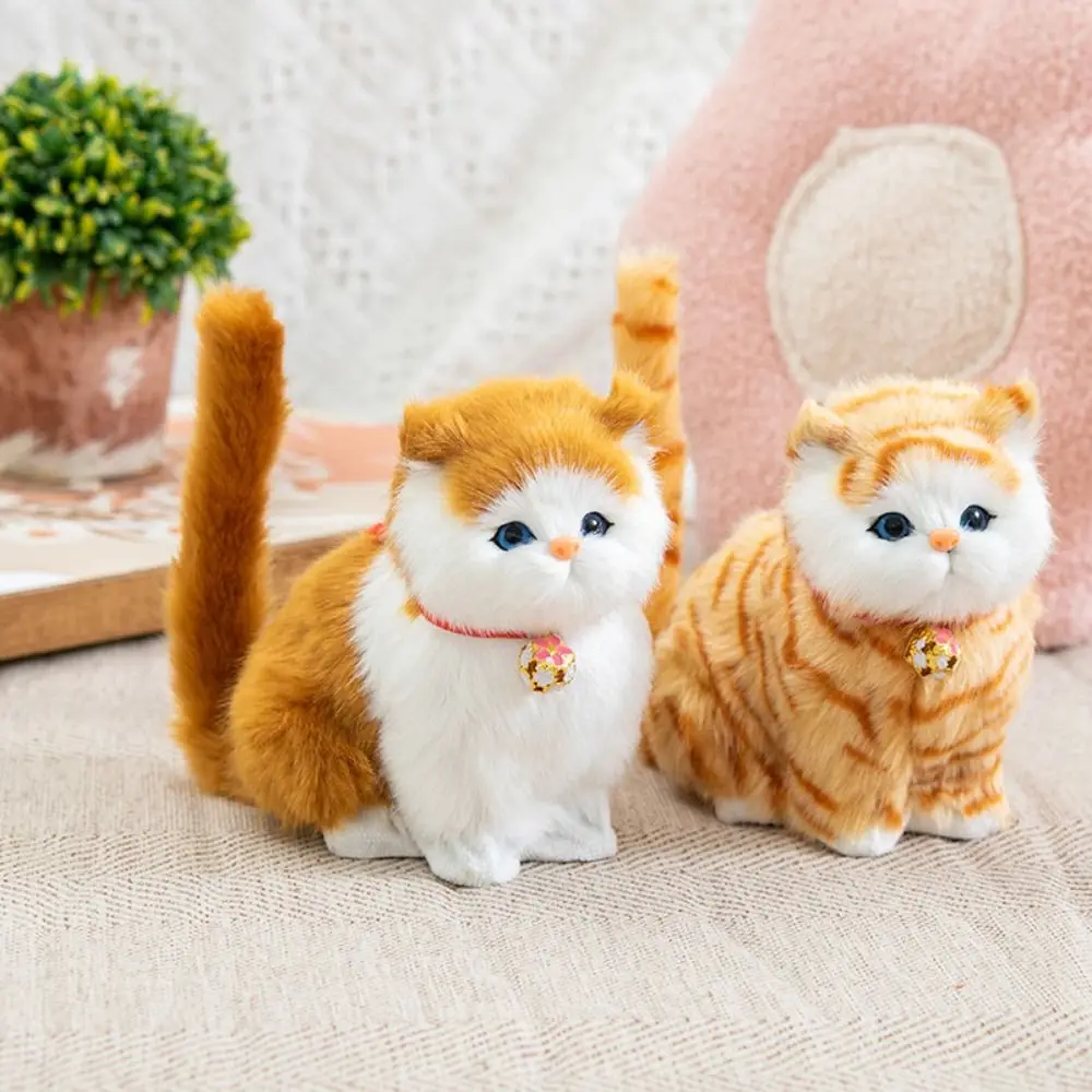

Fluffy Simulation Cat Plush Toy Cute Creative Imitation Cat Plush Doll Interactive Soft Plush Cats with Sound Easter Gifts