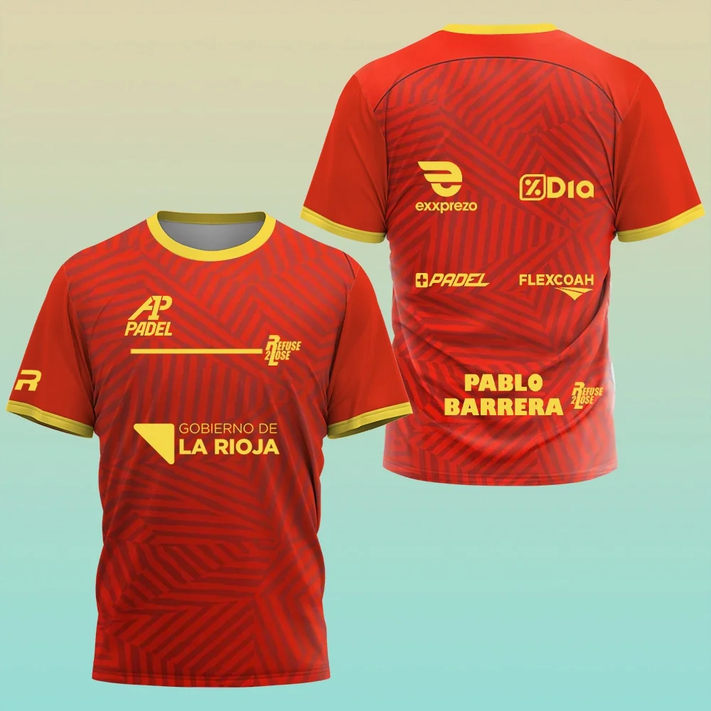 Professional Padel Sports Short-sleeve T-shirt Breathable Quick-dry Fabric Event Same Style Print For Training & Daily Wear