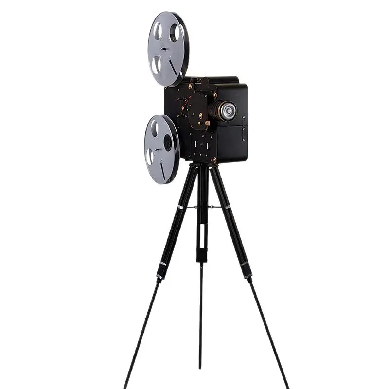 Vintage old-fashioned radio, camera, projector, metal model ornament, photography, photo props, bar shop window