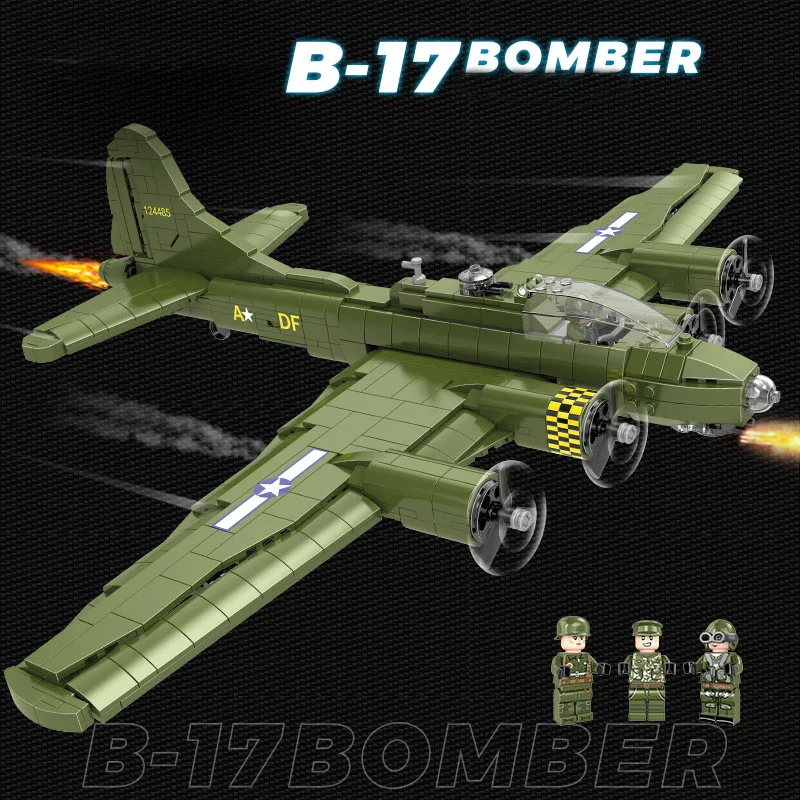 

World War 2 Army Military Classic Bomber Boeing B17 Aircraft Fighter Model Building Blocks Bricks Kids Toys Gift