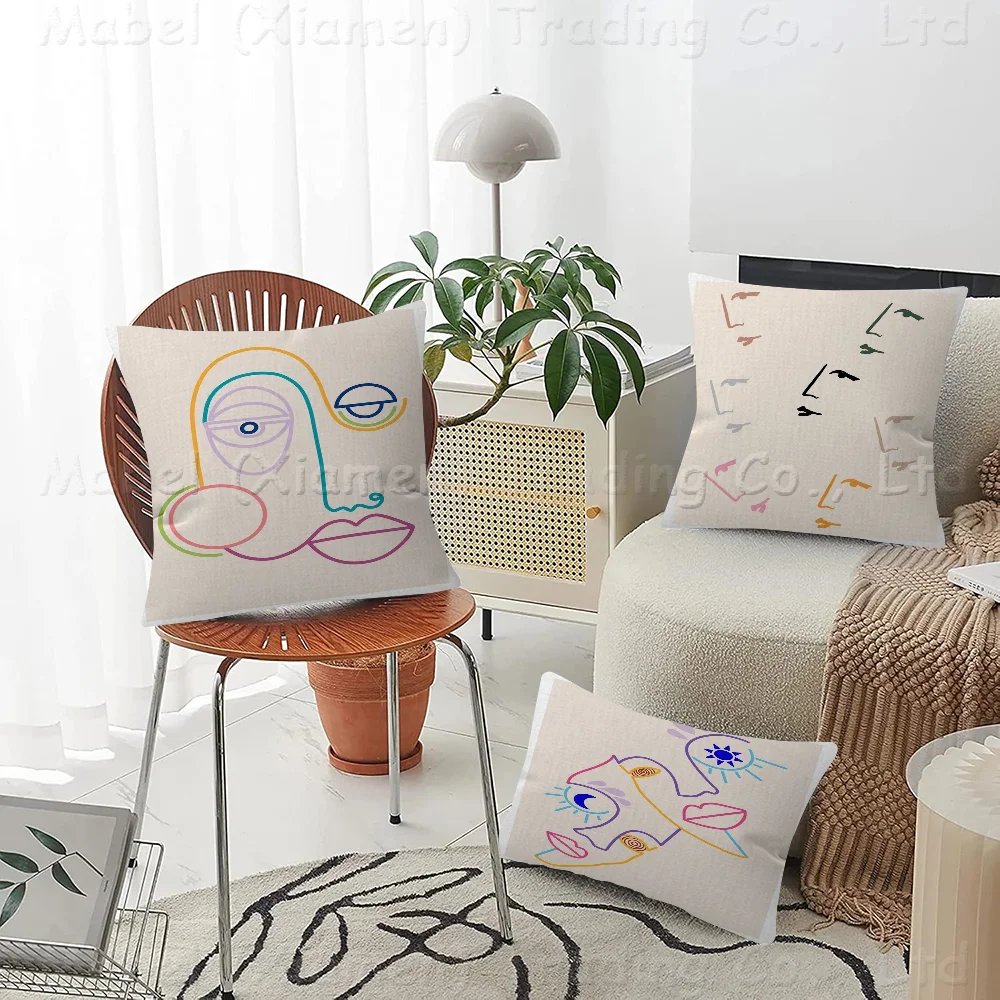 Picasso Minimal Profiles 2 Art Print Maple Design Cushion Cover Happy Autumn Harvest Decor Holiday Decorati Pillow Cover