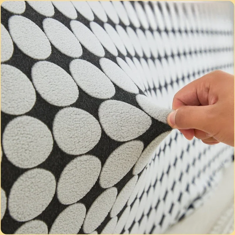 Simple Black White Line Drawing Pattern Bed Head Decor Cloths Anti-collision Dust Shield Easy To Disassemble Headboard Protector