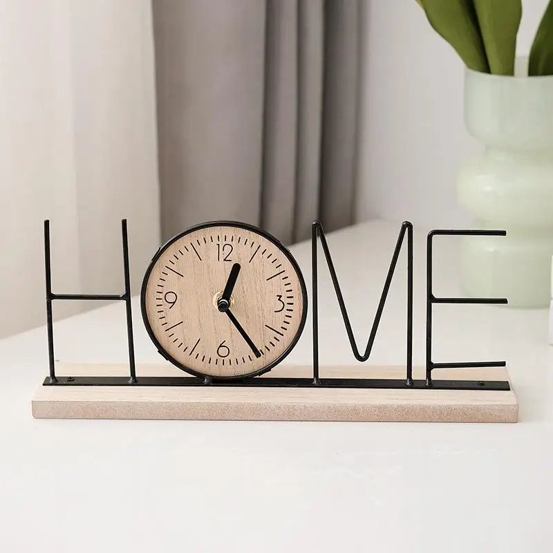 1 Piece  Wooden Nordic Style Table Clock - Creative Art Ornament Fashion Desktop Clock for Home Living Room Decor