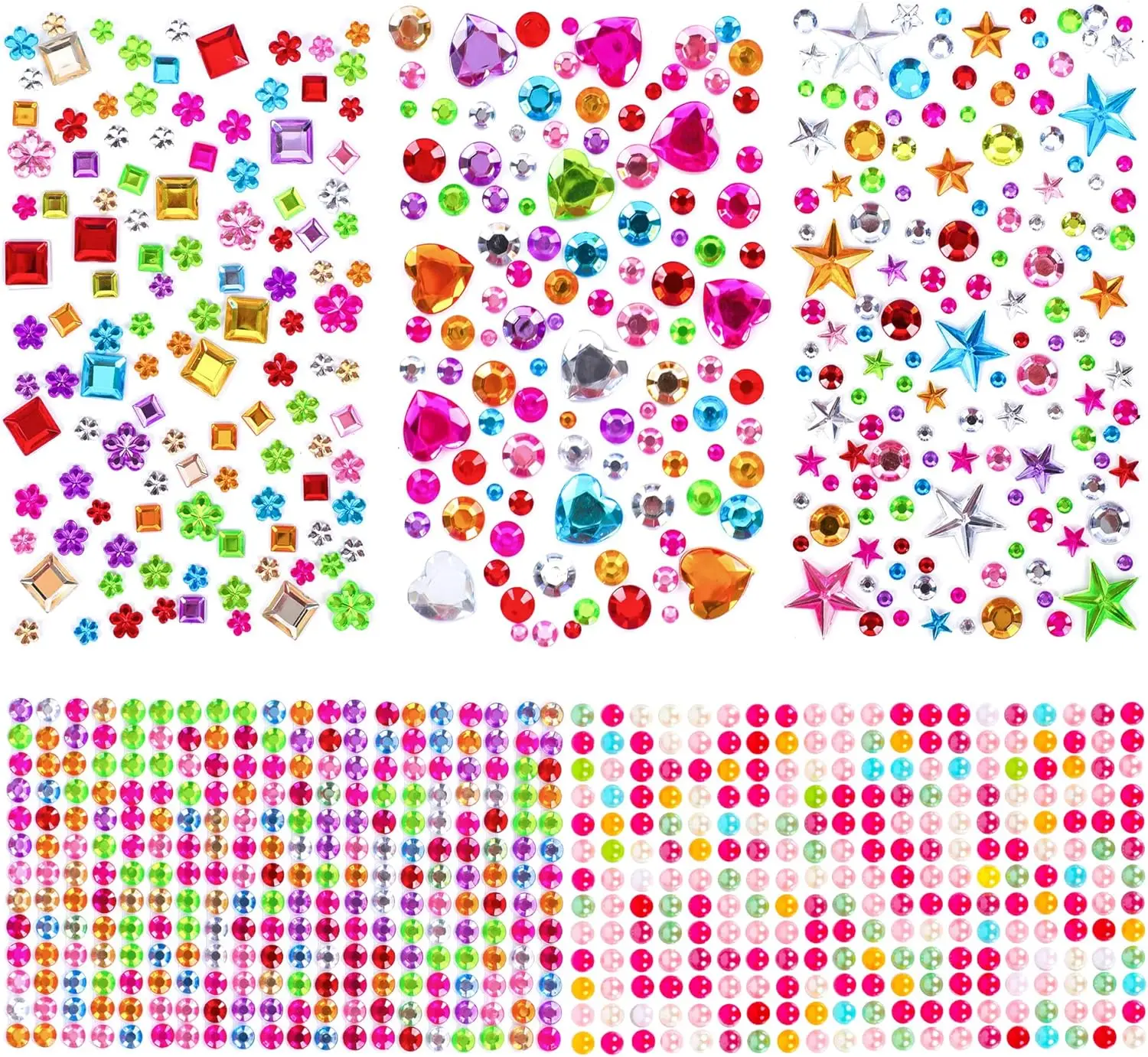 880PCS Gem Stickers Rhinestones for Crafts - Self Adhesive Jewels Stickers, Acrylic Gems DIY Craft Decorative Diamond Small Stic