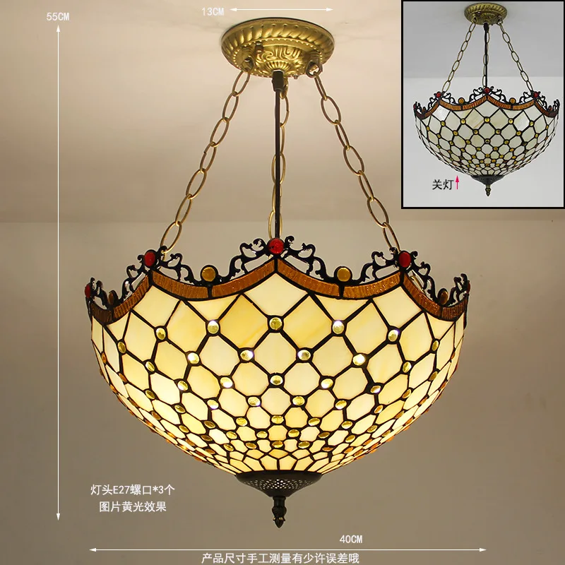 Tiffany śródziemnomorski witraż wisiorek światła Vintage lampa wisząca do jadalni kuchnia oprawy oświetleniowe Home Art Decor