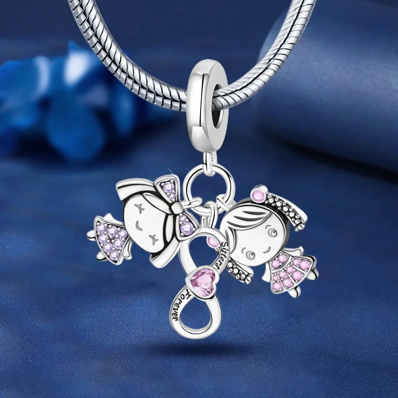 

925 Sterling Silver Cute Love Heart Boy Pink Girl Charms Beads Fit Diy Bracelet Bangle Making Gift Of High Quality Jewelry