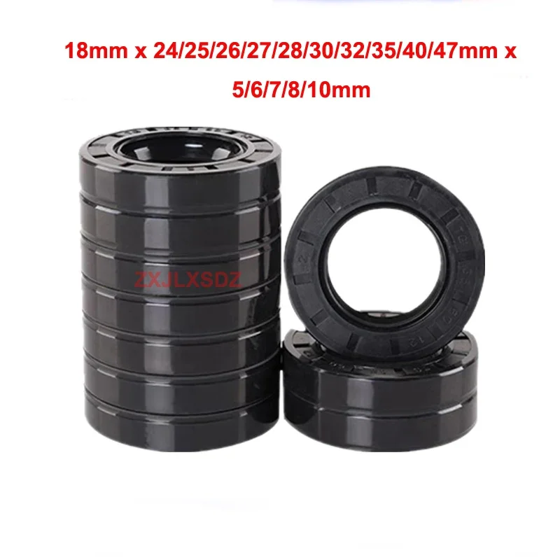 ID 18mm NBR Rubber TC Double Lip Oil Seal O Ring Gasket 18mm x 24/25/26/27/28/30/32/35/40/47mm x 5/6/7/8/10mm