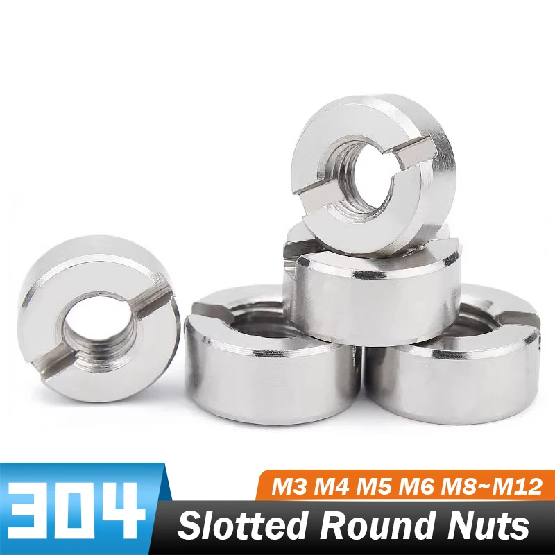 

5pcs/lot 304 Stainless Steel A2-70 M3~M12 Slotted Round Nuts End Face With Groove Round Nut Lock Nut