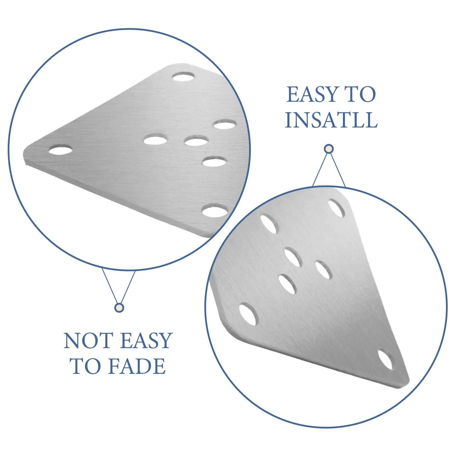10Pcs Sofa Pad Furniture Leg Attachment Plate Metal Brackets 2.36x2.36 Flat Fixing Pieces Repair Hardware for Table Bed Couch