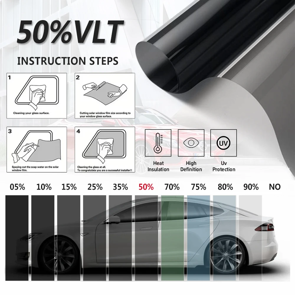 

VLT50% Width 50cm HIR100% Heat Resistant Privacy Protection Nano Ceramic Window Solar Film Tint Film For Car