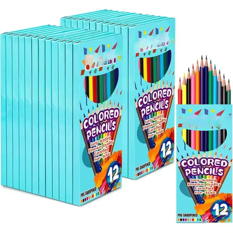 Premium color pencils, soft core, 288 count, 12 color pre-sharpened color pencils in bulk