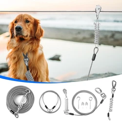 Dog tie out cable multifunctional dog leash 50ft retractable dog leash Dog Walker Zipline for Yard and Outdoor Camping Gear