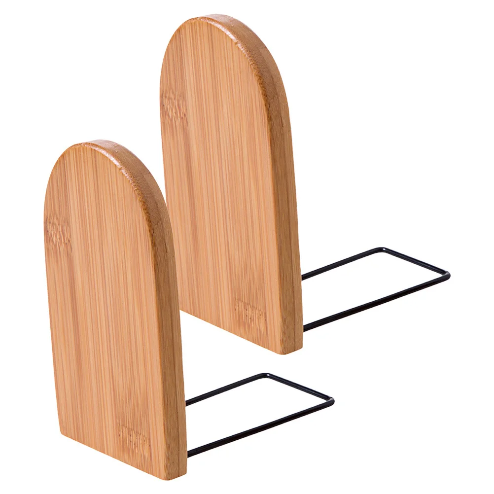 

2Pcs Bamboo Retractable Bookends Desktop Organizer Book Holder for Bookshelves Office School Storage Rack Book Folder