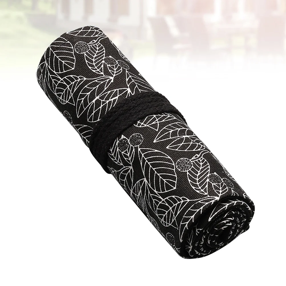 36 Slots Canvas Pencil Roll Wrap Portable Sketching Drawing Pen Holder Large Capacity Organizer Pattern