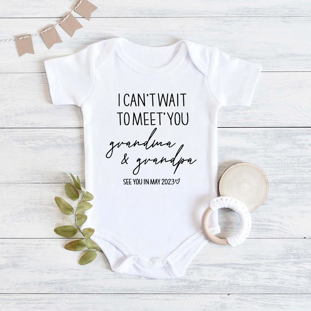 

I CAN'T WAIT TO MEET'YOU 2023 Newborn Bodysuits Baby Girl Boy Clothes Cotton Summer Onesies Cozy Casual Infant Romper Fine Gift