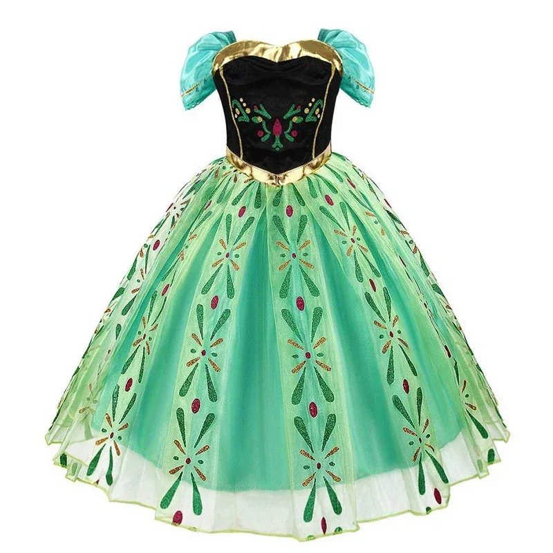 Disney crianças meninas cosplay congelado elsa anna vestido de princesa menina malha vestido de baile carnaval roupas de aniversário neve rainha elsa traje