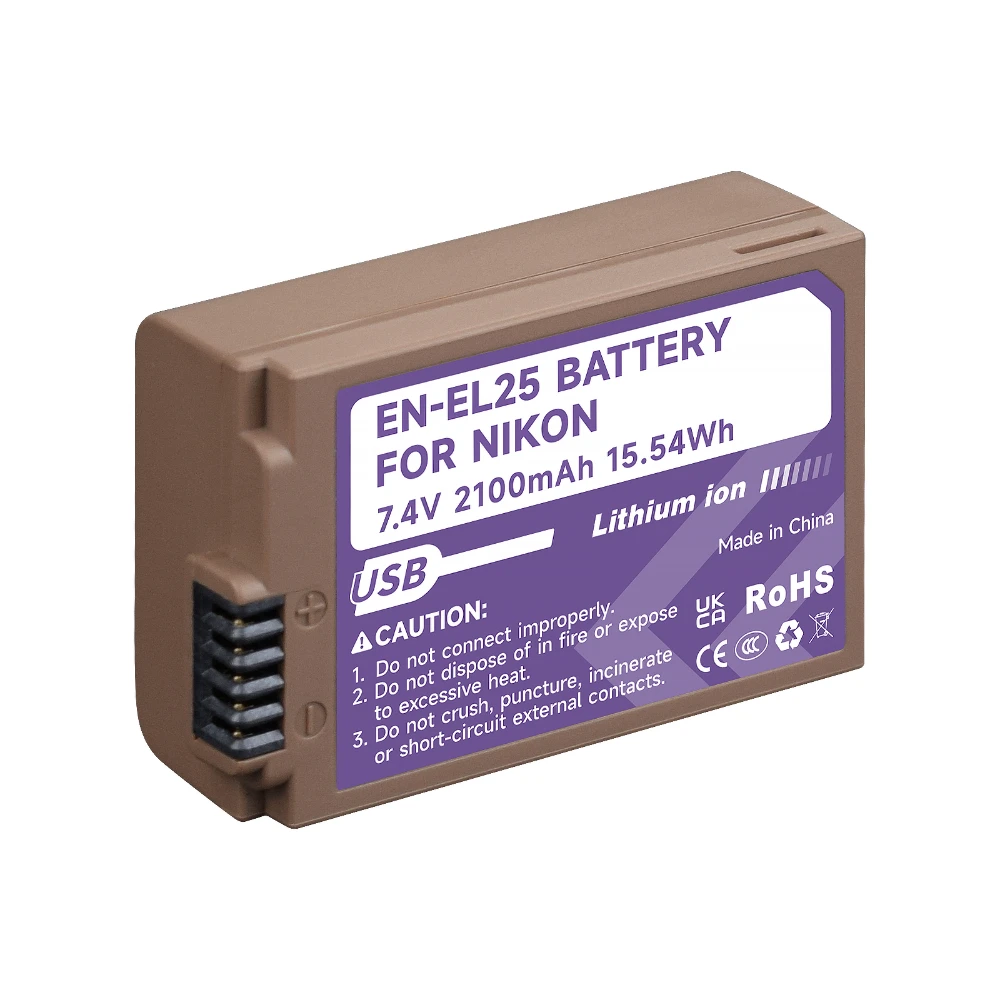 PALO 2100mAh EN EL25 EN-EL25 Rechargeable Battery with Type-C Charging Input for Nikon Z30 Z50 ZFC Camera 4241 EN-EL25 Battery