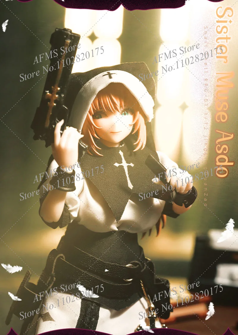 달팽이 껍질 1/12 여성 군인 수녀 뮤즈 수큐버스 루스티아 의상 세트 전투 장비 액세서리 6인치 액션 피규어 인형에 적합