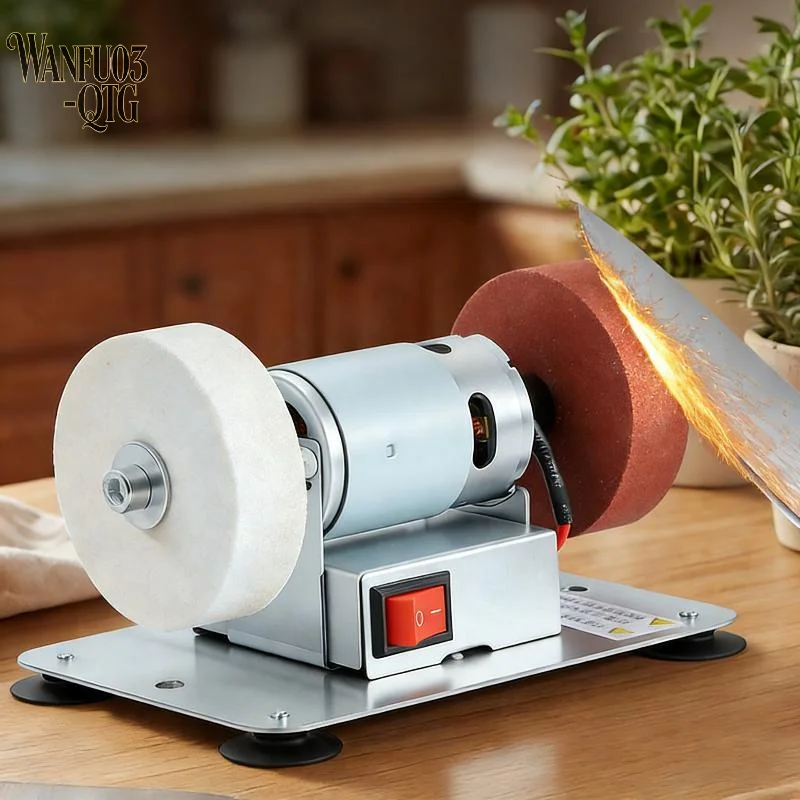 1Pc Electric Bench Grinder Sanding Machine Electric Small Sander With 2 Wheels 5 Adjustable Speed For Metal/Jewelry/Knives/Wood