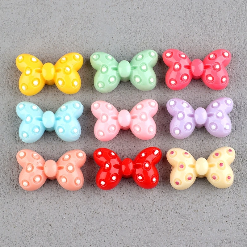 20 قطعة القوس المنقط الراتنج كابوشون مسطح DIY بها بنفسك اليدوية الشعر القوس الديكور أغطية الرأس اكسسوارات جميلة الملونة ربطة الحلي