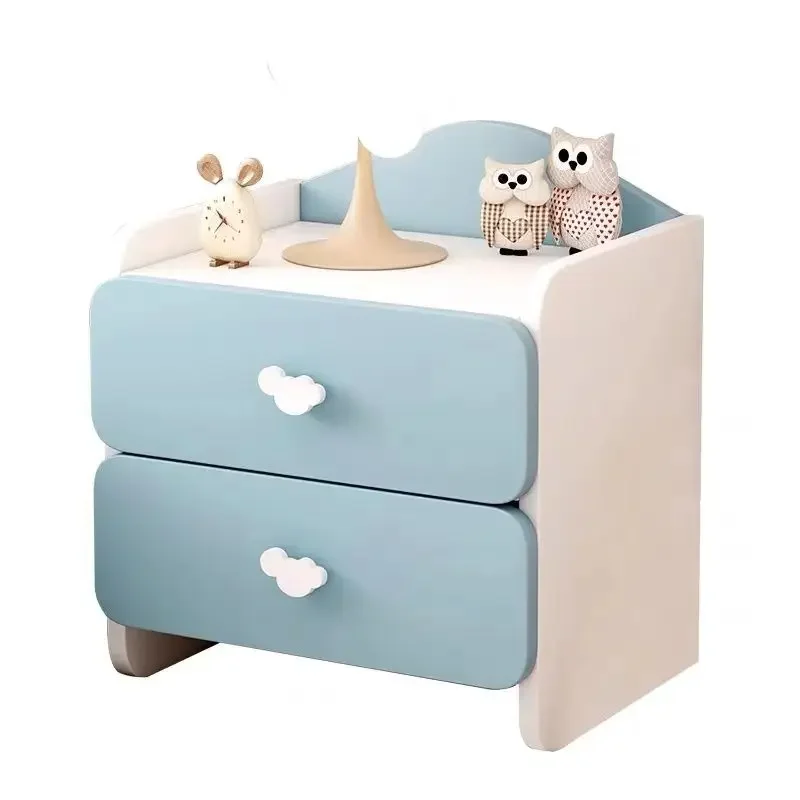 Modern Double Drawers Nightstand Kid Cute Dressing Bedside Table Household Multifunctional Girl Small White Cabinet Furniture