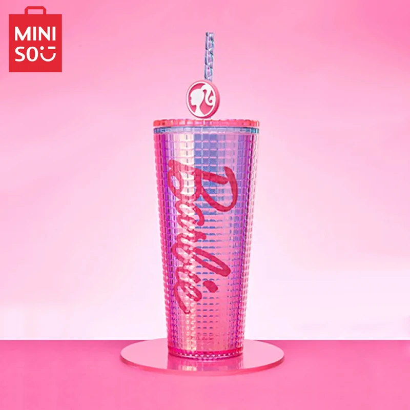 

MINISO-27ounces New Barbie Sunlight Shining Double-layer Straw Cup Large Capacity High Beauty Cold Drink Water Cup
