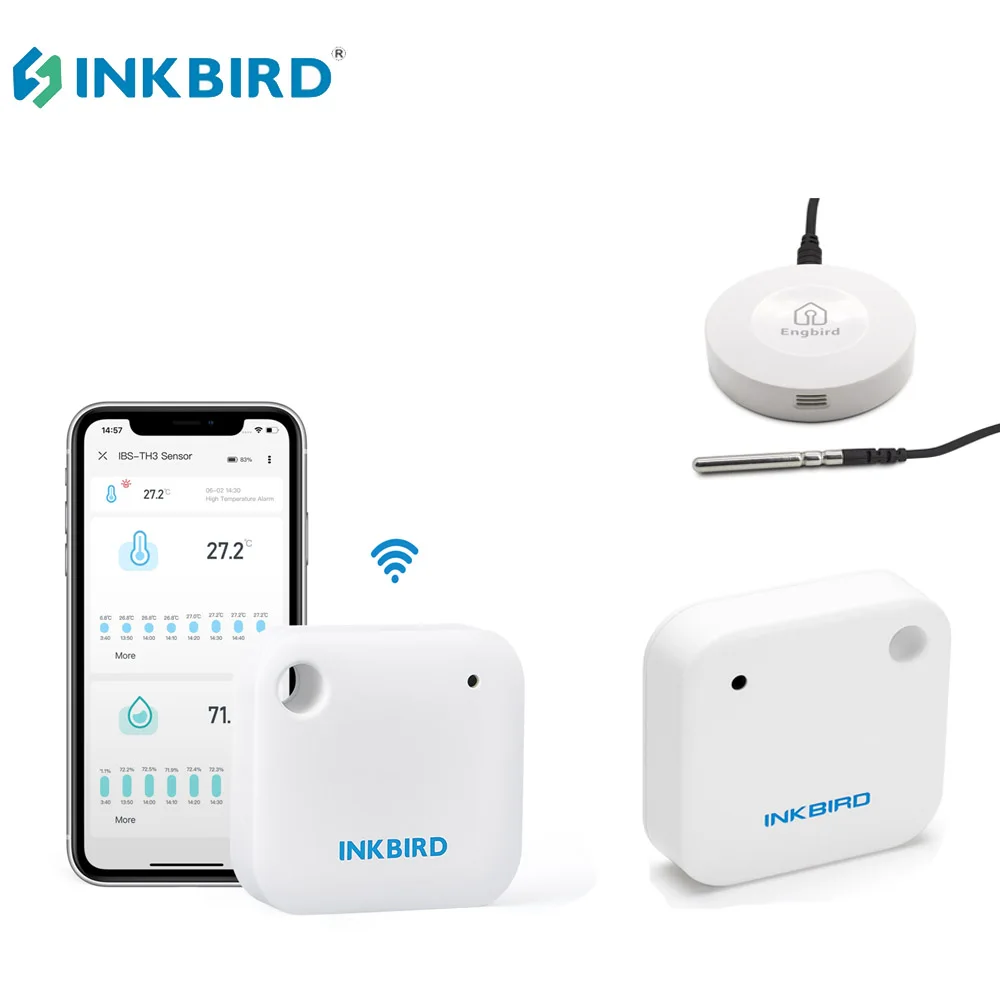 INKBIRD-Termômetro interior exterior e higrômetro, Sensor impermeável, Data Logger, Gravador de precisão digital para estufa, 3 tipos