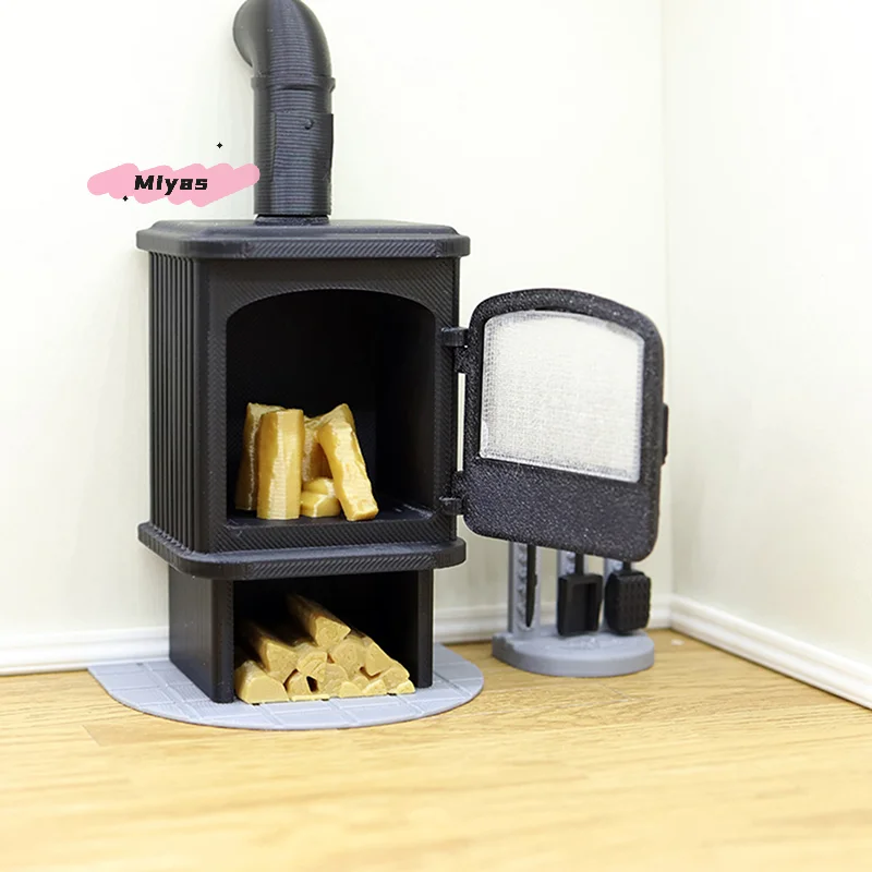 

Миниатюрная каминная печь для кукольного домика в масштабе 1/12 с моделью дымохода, декор для гостиной, мебельный аксессуар для кукольного дома