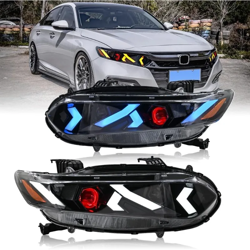 

1Set Headlights Assembly for 2018-2022 Honda Accord 4-Door Sedan Sequential LED Upgrade (Huracan Style Advanced Edition)