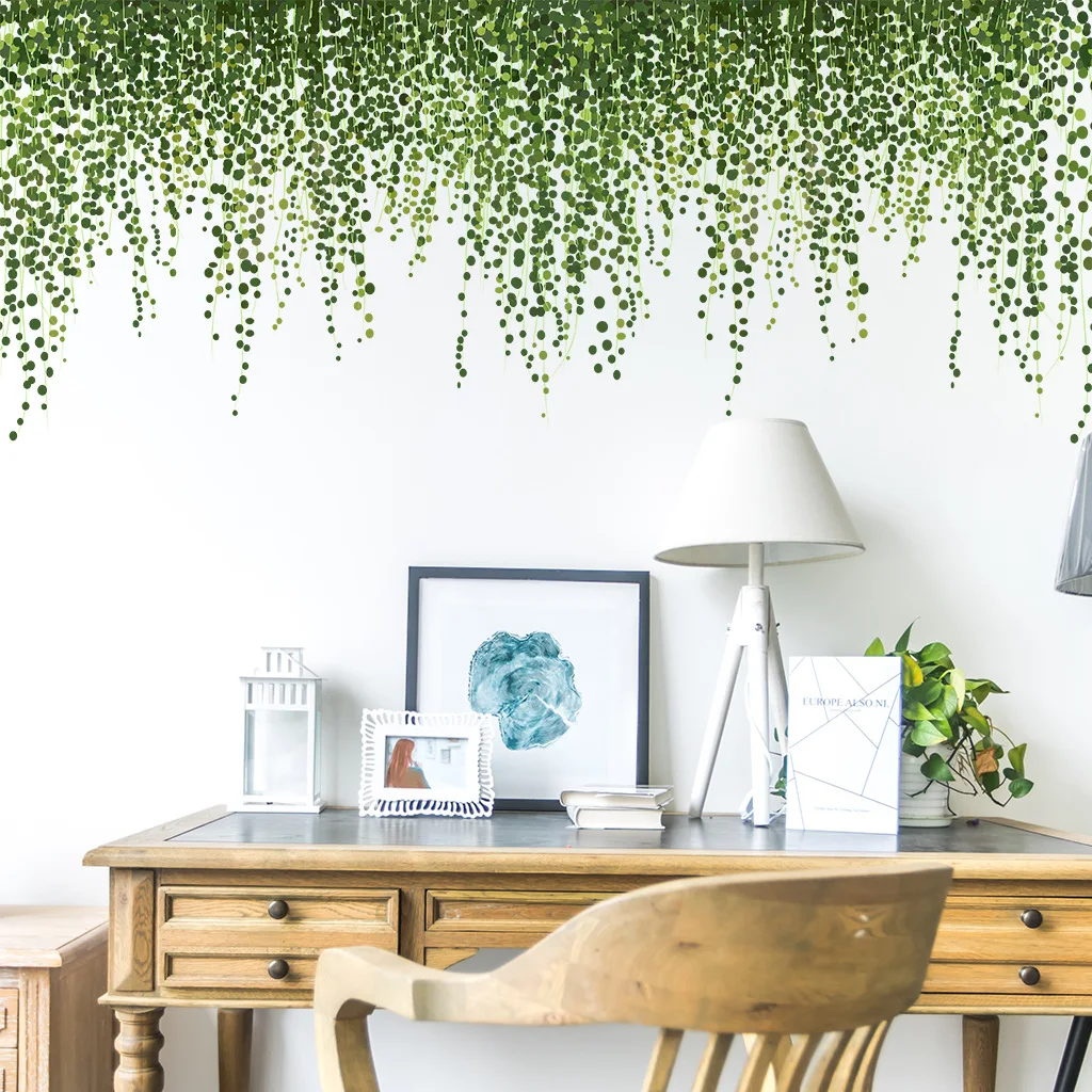 Self Adhesive Wall Stickers Ceramic Tiles Background Walls Decorative Doors Wallpaper Indoor Simulation Green Plant Stickers